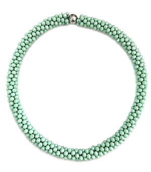 ROCK CANDY HAND BEADED COLLAR NECKLACE - MINT