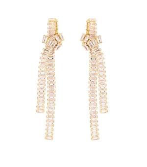 KNOTTED BAGUETTE EARRING - RHODIUM