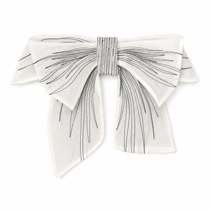 MARTINE CHIFFON OVERSIZED BOW BROOCH WITH TROMPE L'OEIL EMBROIDERY - IVORY