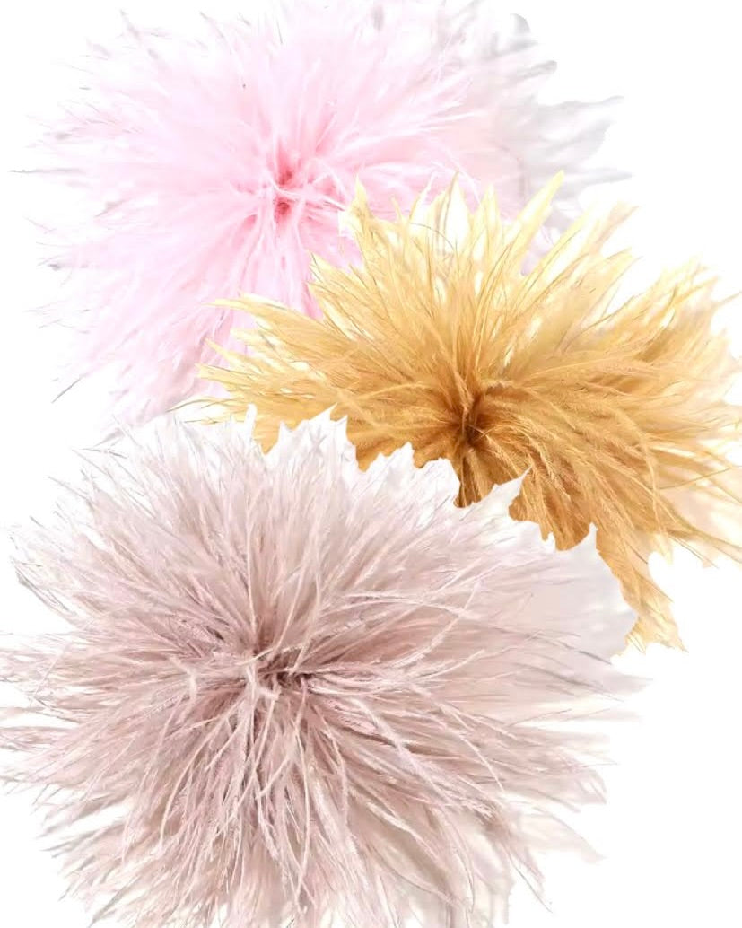 CANYON POMPOM FEATHER BROOCH SET/3 - GRACIE