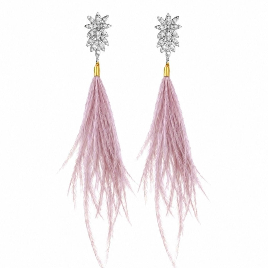 CANYON FEATHER TASSEL EARRING - WHISPER PINK