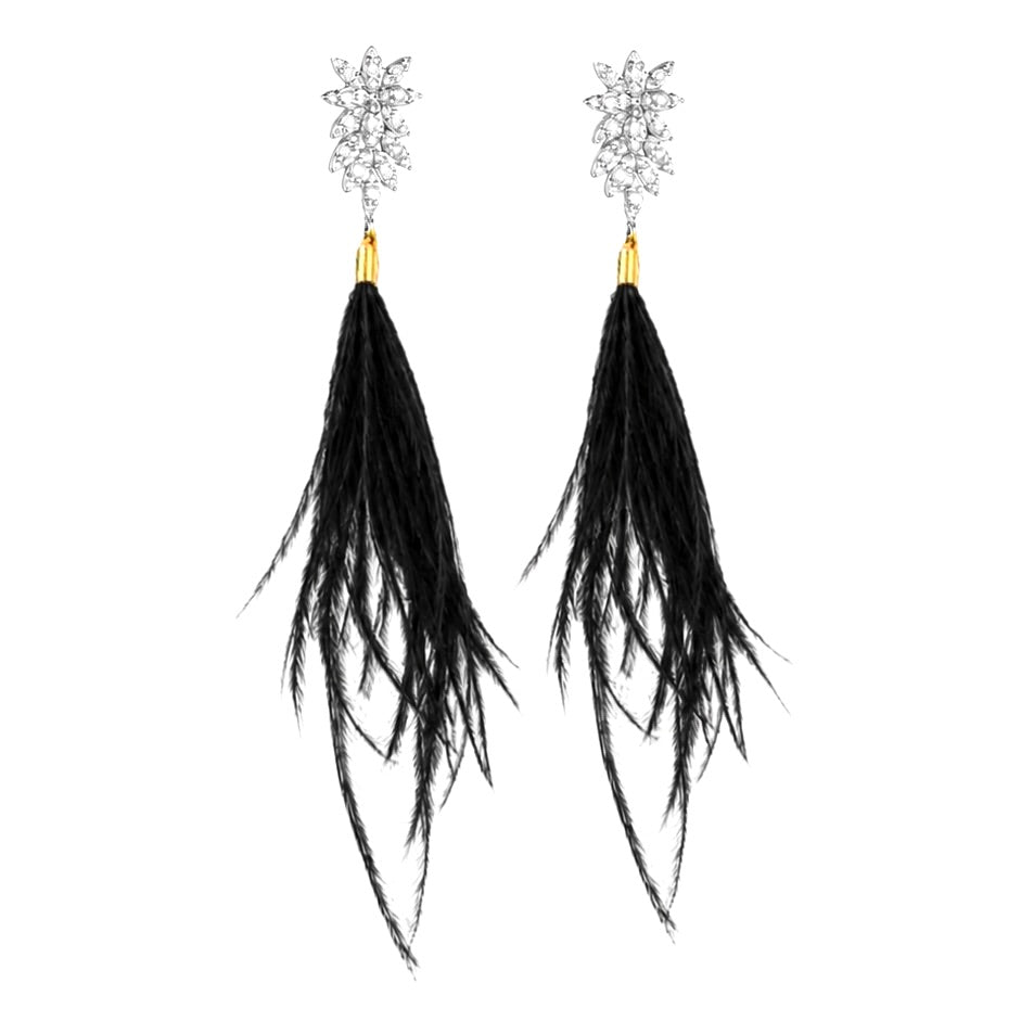 CANYON FEATHER TASSEL EARRING - JET (PREORDER SHIPS AUGUST 18)