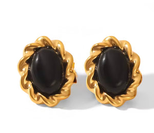 GIA GEMSTONE BUTTON - GOLD/JET/$70 USE CODE SALE50