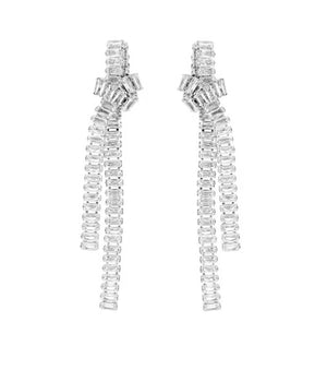 KNOTTED BAGUETTE EARRING - RHODIUM