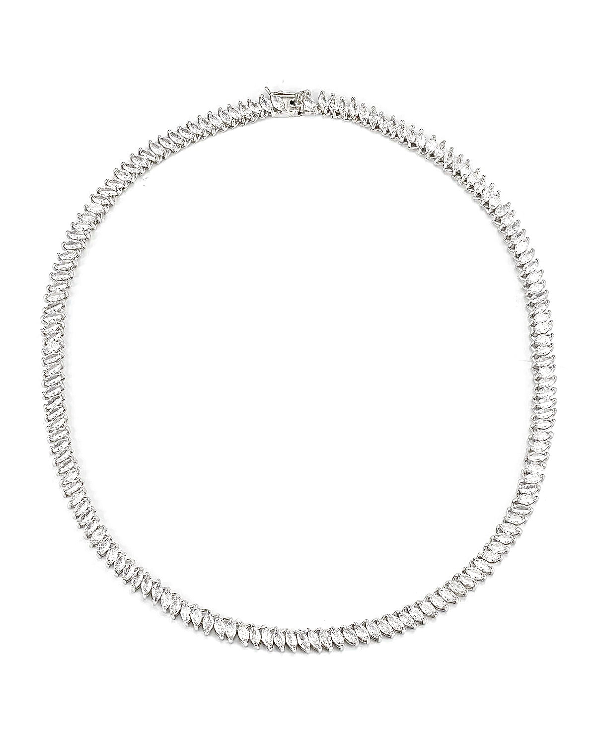 MARQUIS TENNIS NECKLACE - RHODIUM