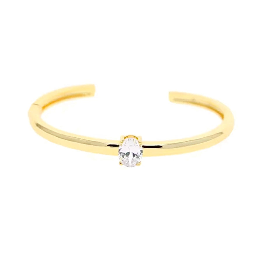 GREENWICH HINGE SOLITAIRE CUFF GOLD - OVAL CUT