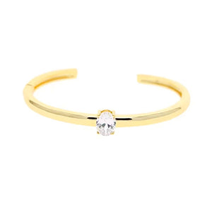 GREENWICH HINGE SOLITAIRE CUFF GOLD - OVAL CUT