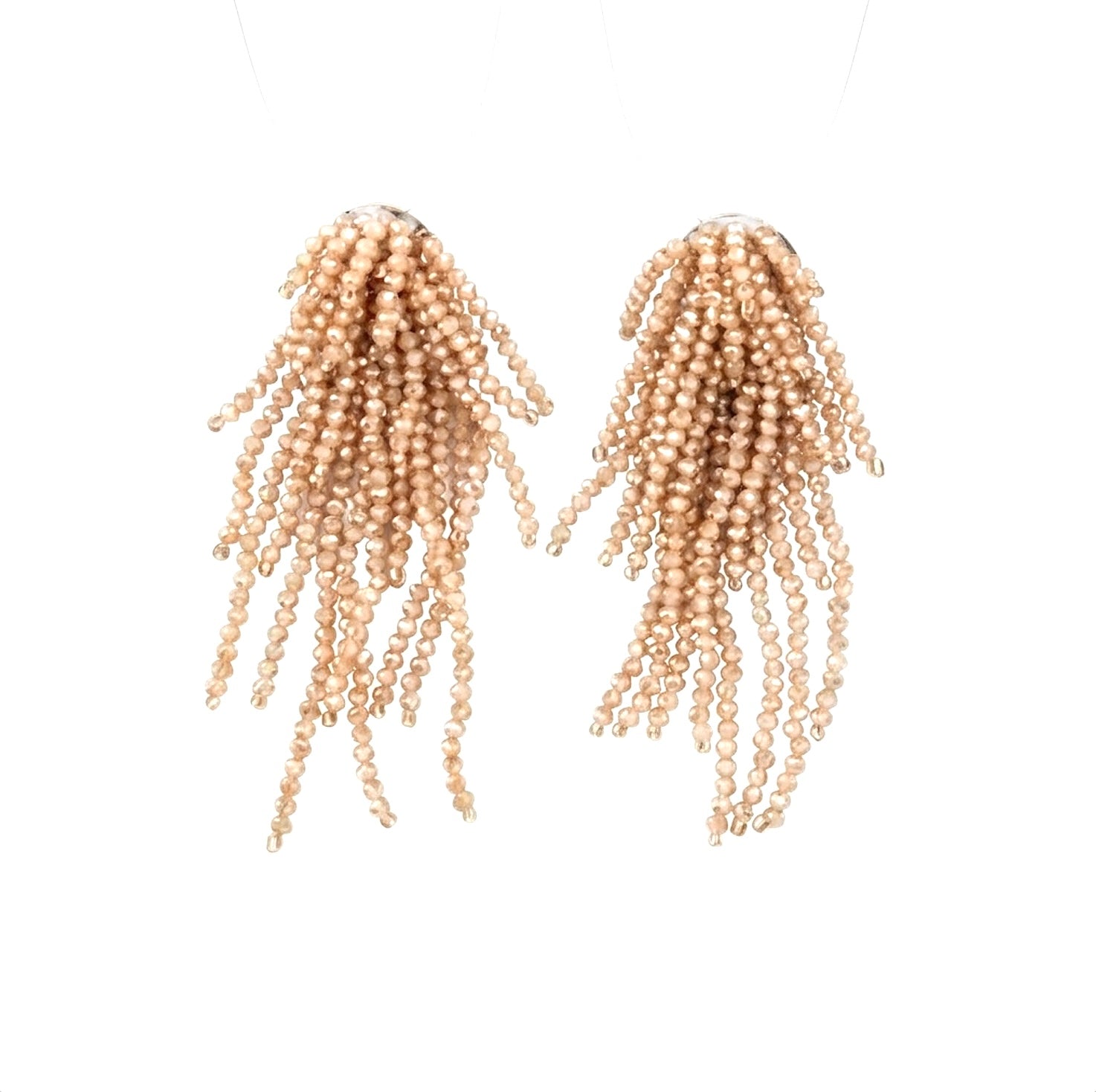 WEEPING WILLOW HAND BEADED EARRING - SAND