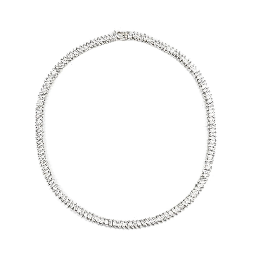 MARQUIS TENNIS NECKLACE - RHODIUM