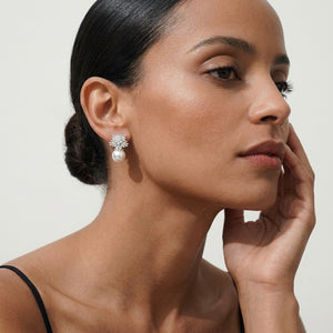 STARBURST BAGUETTE PEARL EARRINGS