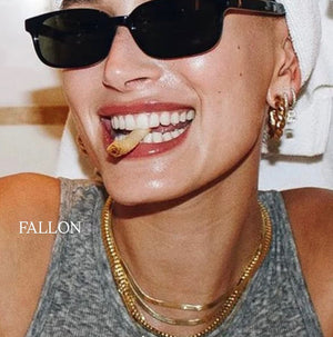 FALLON HAILEY HERRINGBONE CHAIN NECKLACE SET OF 2 GOLD