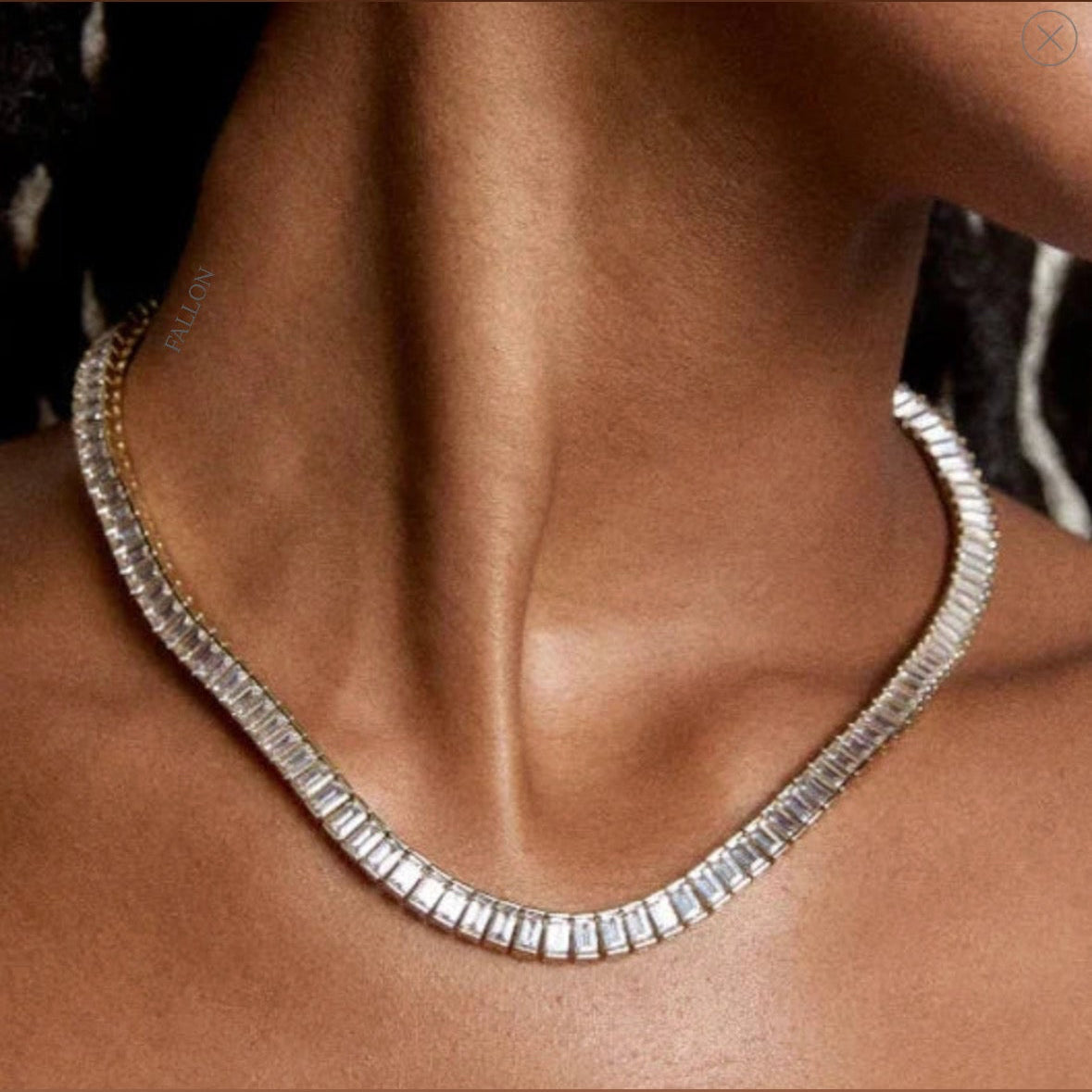 BAGUETTE COLLAR NECKLACE - RHODIUM