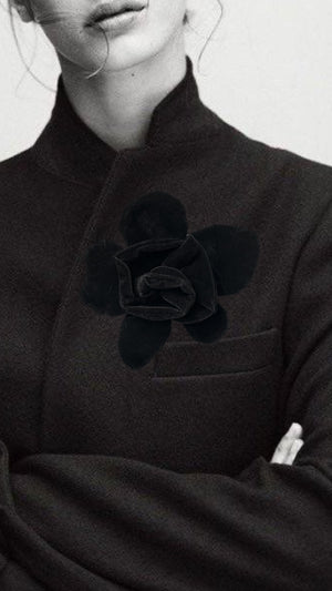 MAKÓ PAPER DOLL CUT OUT VELVET BROOCH - JET