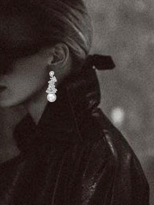 CONSTANCE SCULPTURAL BAGUETTE PEARL ESTATE EARRINGS
