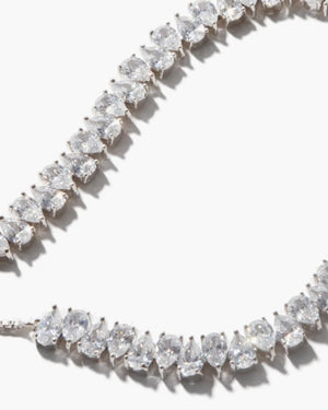 JAGGED EDGE PEAR TOGGLE CHOKER NECKLACE - RHODIUM