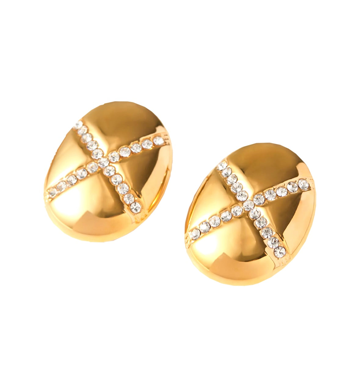 PAVÉ X BUTTON EARRING - GOLD