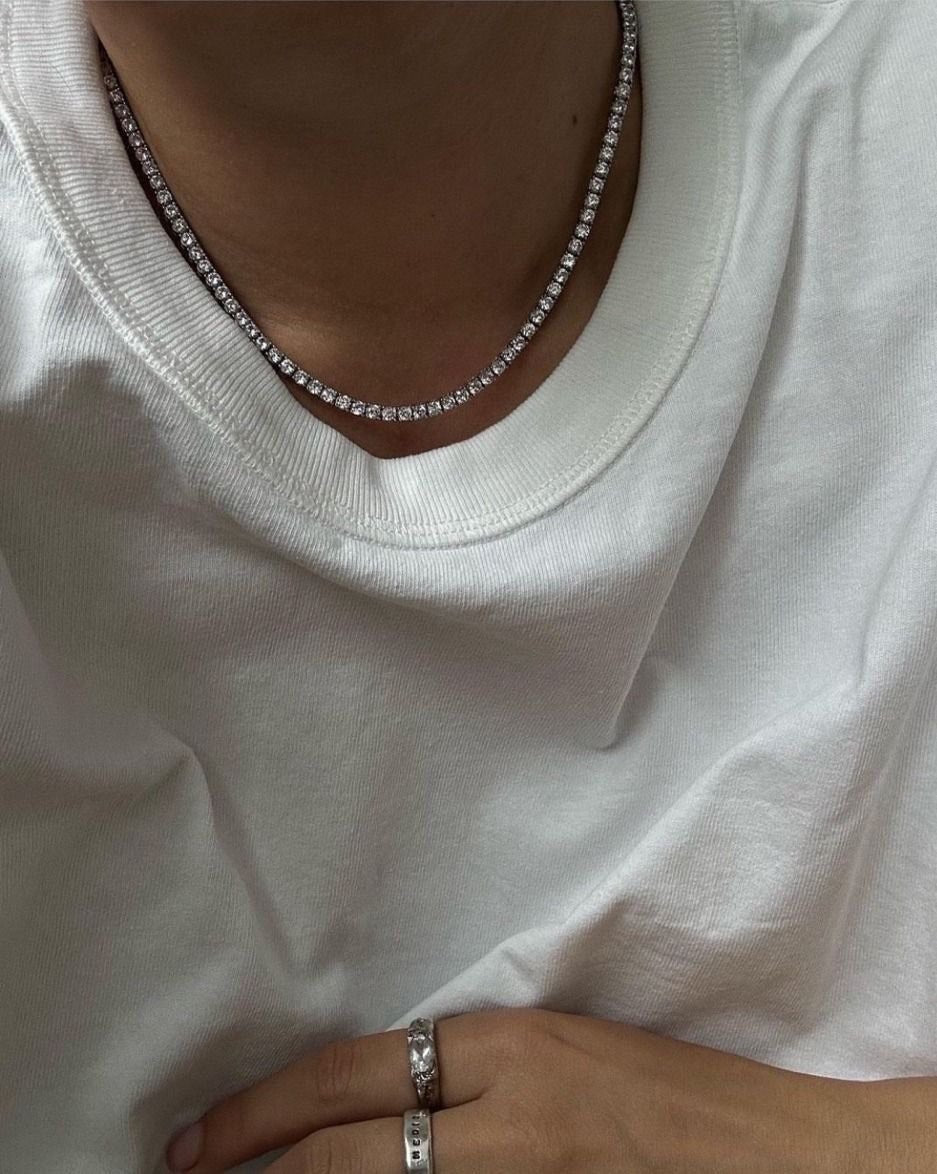 GRACE TENNIS NECKLACES - RHODIUM 16 INCHES
