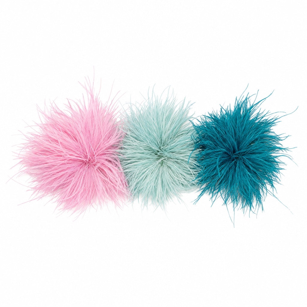 CANYON POMPOM FEATHER BROOCH SET/3 - MORNING DEW