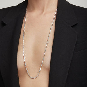 GRACE TENNIS NECKLACES - RHODIUM 26 INCHES 3MM