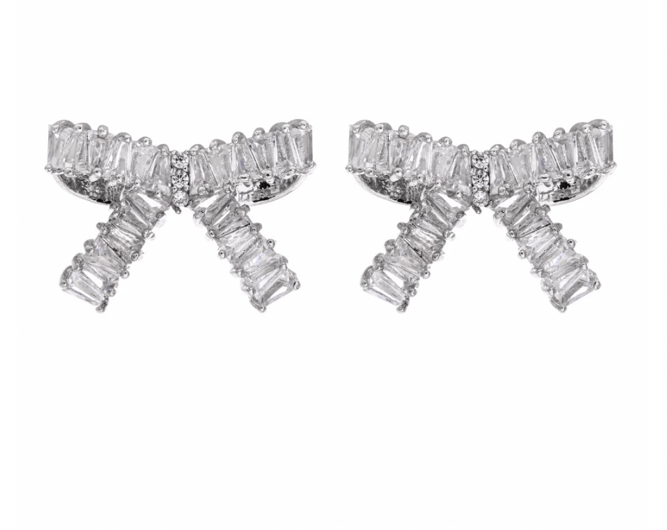 BAGUETTE BOW STUD EARRINGS