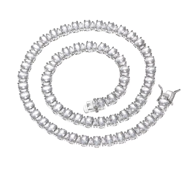 MONARCH OVAL TENNIS NECKLACE - RHODIUM