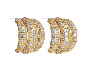 CAMILLA PAVÉ RIBBED HOOPS - GOLD PAVÉ