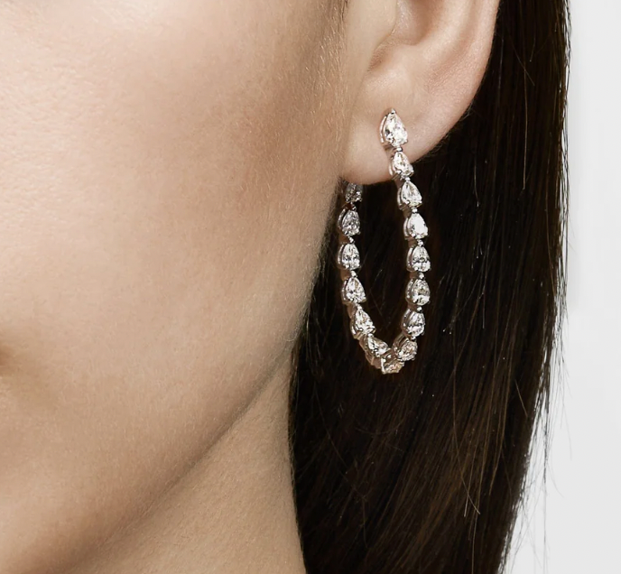 PEAR INFINITY HOOP EARRINGS - RHODIUM