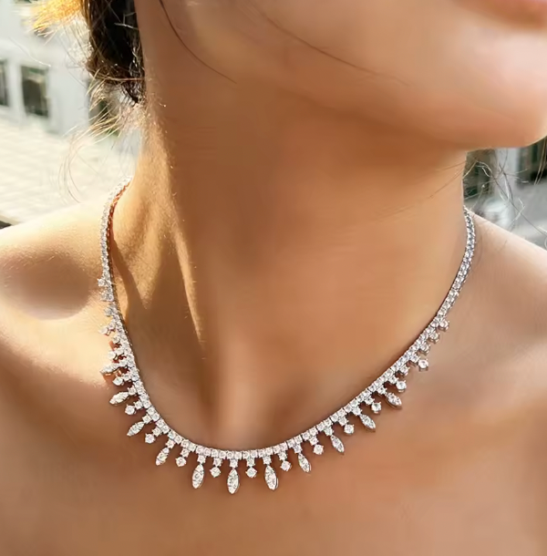 MICRO MONARCH POINTED COLLAR NECKLACE - RHODIUM