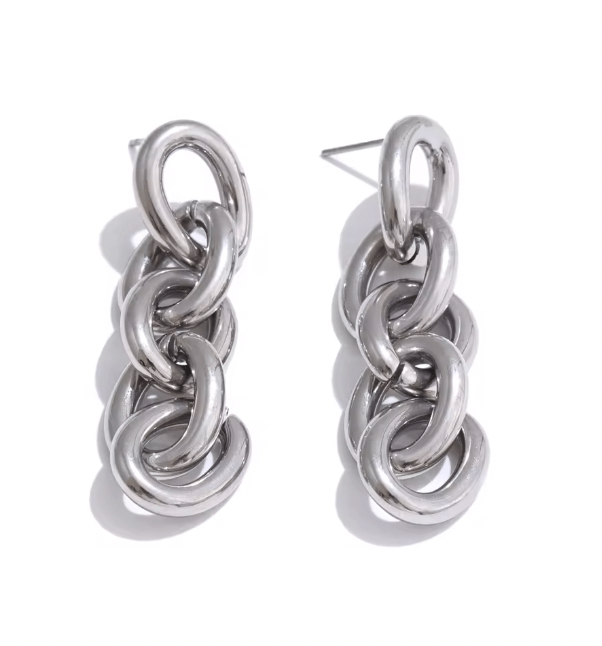 ALEXANDRIA CHAIN LINK EARRINGS - RHODIUM