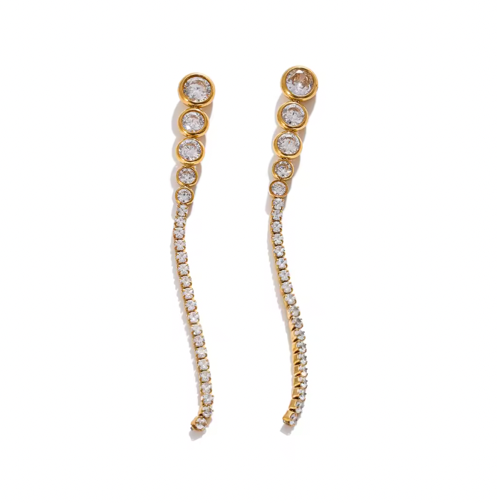 BEZEL SET GRADUATED EARRING - GOLD