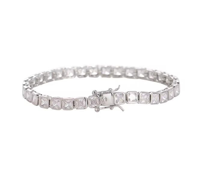 BEZEL TENNIS BRACELET - RHODIUM