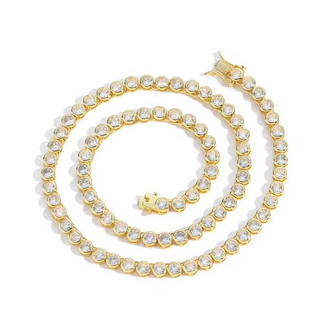 BEZEL TENNIS NECKLACE - GOLD