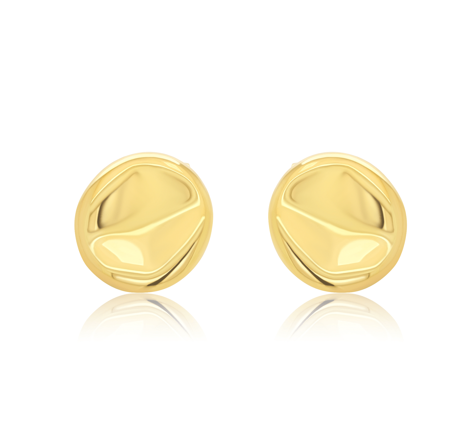 MINI WARPED DISC BUTTON EARRING - GOLD