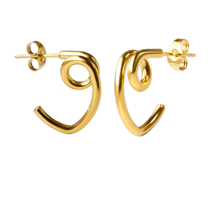 MINI SCULPTURAL TWIST HOOPS - GOLD