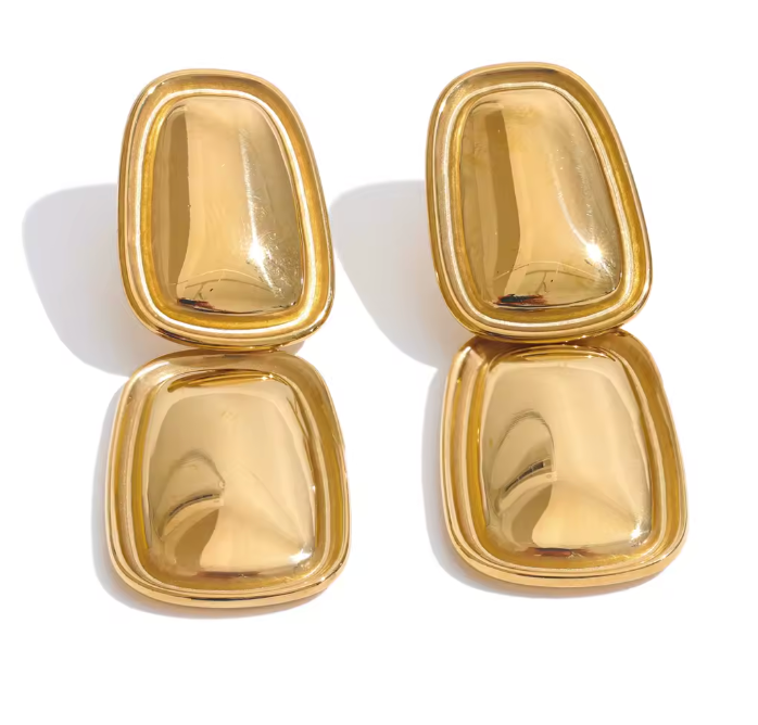POLISHED PEBBLE DROP EARRING GOLD