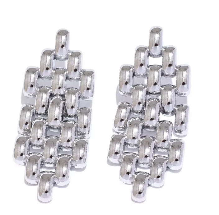 TIRE TRACK EARRING RHODIUM