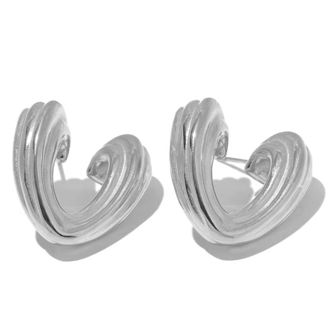 RIBBED V HOOPS - RHODIUM