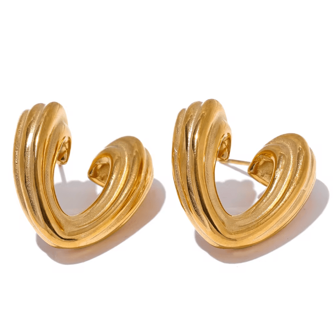 RIBBED V HOOPS - GOLD