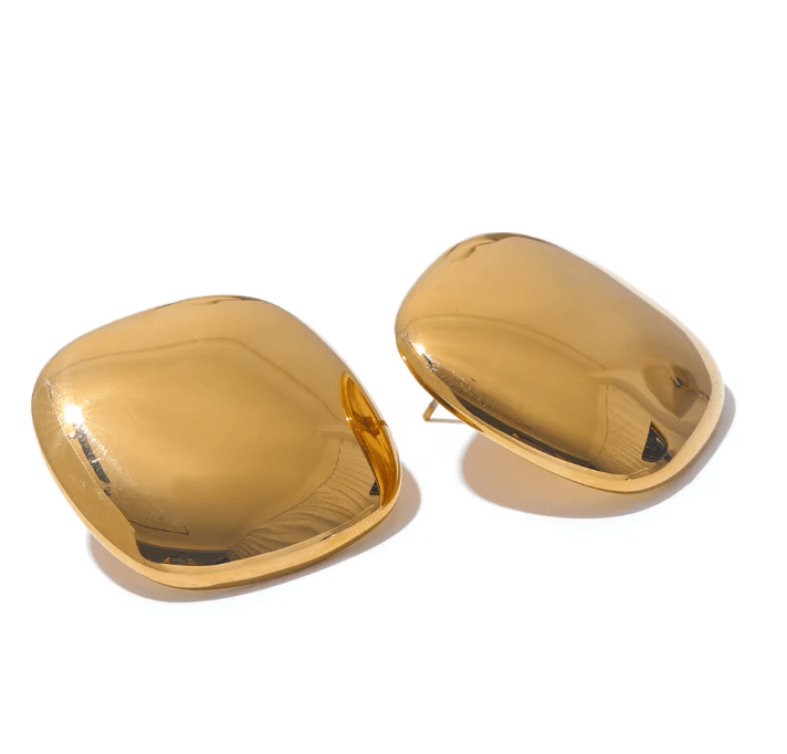 PILLOW BUTTON EARRING - GOLD