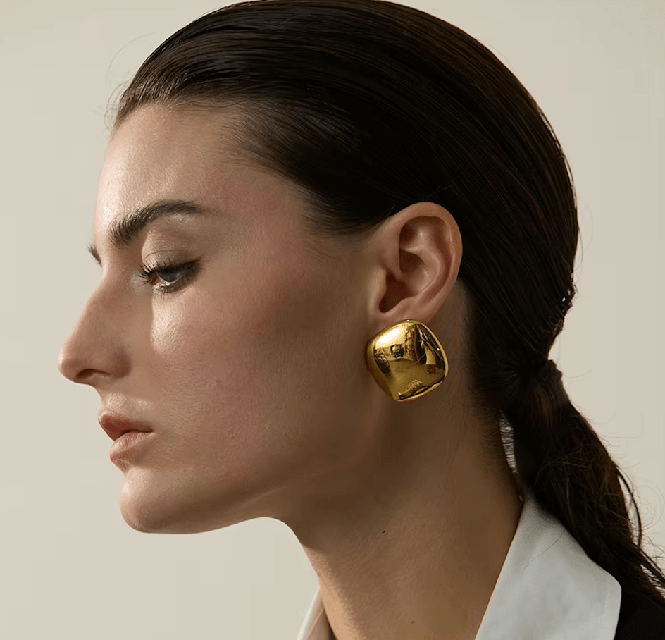 PILLOW BUTTON EARRING - GOLD
