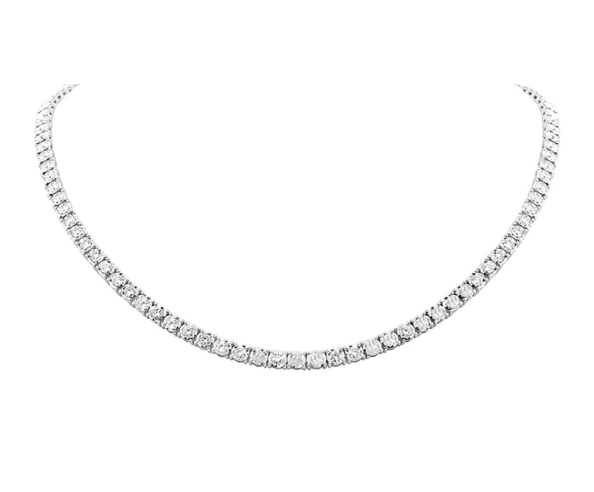 GRACE TENNIS NECKLACES - RHODIUM 16 INCHES