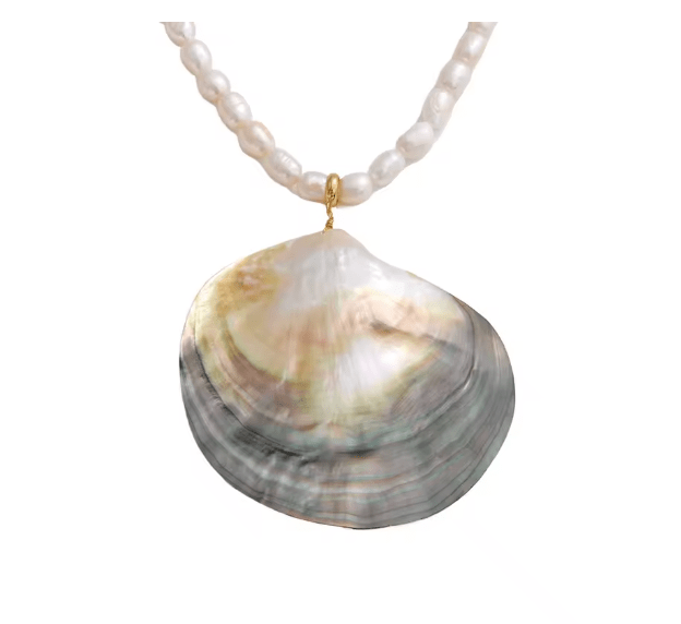 SUMMER FRIDAYS SHELL PENDANT ON PEARLS