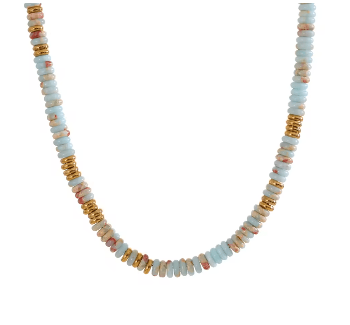 SUMMER FRIDAYS STACKED STONE NECKLACE - AQUA