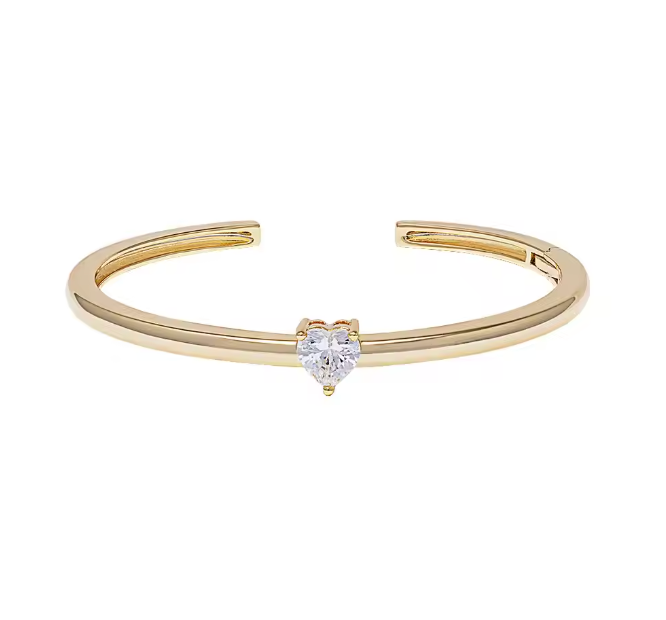 GREENWICH HINGE SOLITAIRE CUFF GOLD - HEART CUT