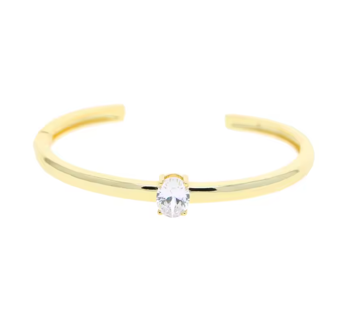 GREENWICH HINGE SOLITAIRE CUFF GOLD - OVAL CUT