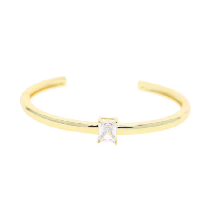 GREENWICH HINGE SOLITAIRE CUFF GOLD - EMERALD CUT