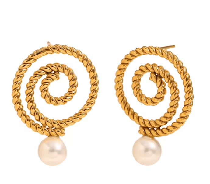 COIL PEARL EARRING - GOLD