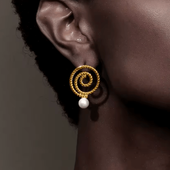 COIL PEARL EARRING - GOLD