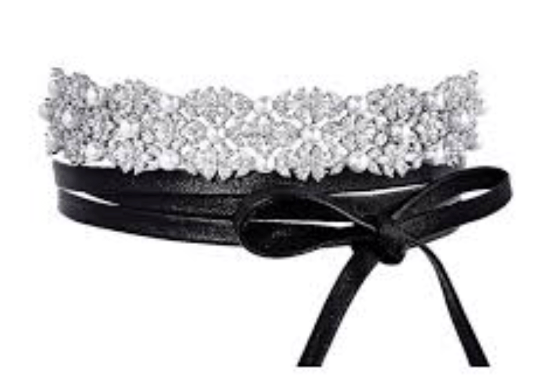 MONARCH DOTTED PEARL LEATHER WRAP CHOKER