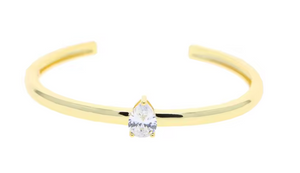 GREENWICH HINGE SOLITAIRE CUFF GOLD - PEAR CUT